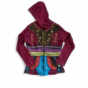 Vintage Rib Knit Patchwork Hoodie – Fairycore Grunge[L]